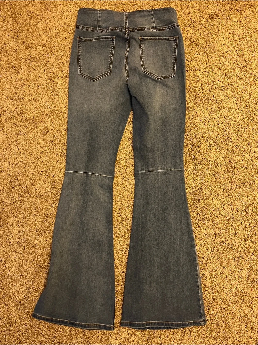 Free People Mid-Blue High-Rise Flare Jeans
